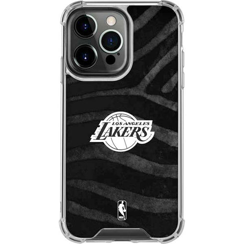 NBA Los Angeles Lakers Black Animal Print iPhone 16 Pro Clear Case